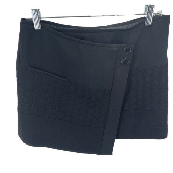 CAbi wrap Swathe Quilted Pattern Black Mini Skirt Size S - Picture 5 of 12